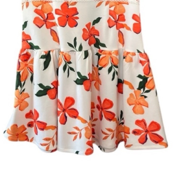 New Alexia Admor Floral Lace Trim Fit & Flare Mini Dress 10 Peach White Fern - Picture 5 of 14